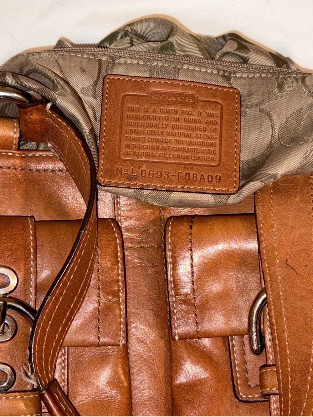 Coach MEDIUM Vibtage 8A09 Y2K SoHo tan leather double pocket satchel